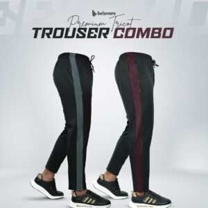 Tricot Contrast Trouser Combo – Maroon & Ash (2 Pcs)